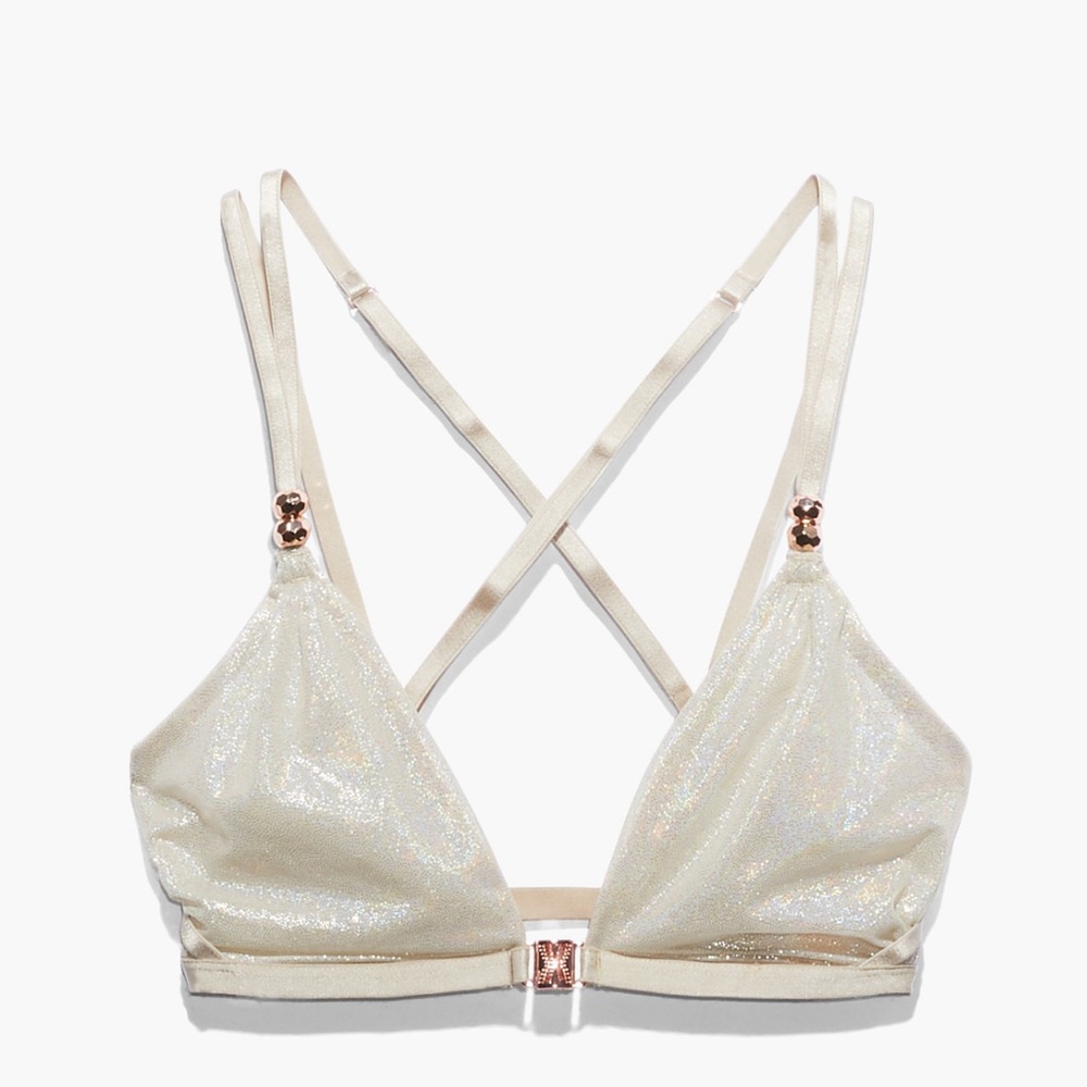 Gathered Mesh Bralette, Iridescent Sunset, size Medium